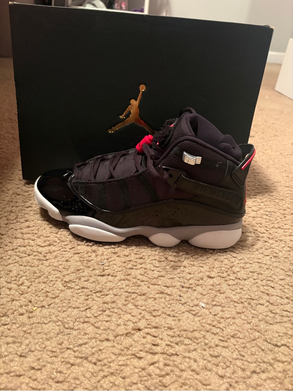 Jordan Black/Red/White Low Top Sneakers - Picture 3 of 5